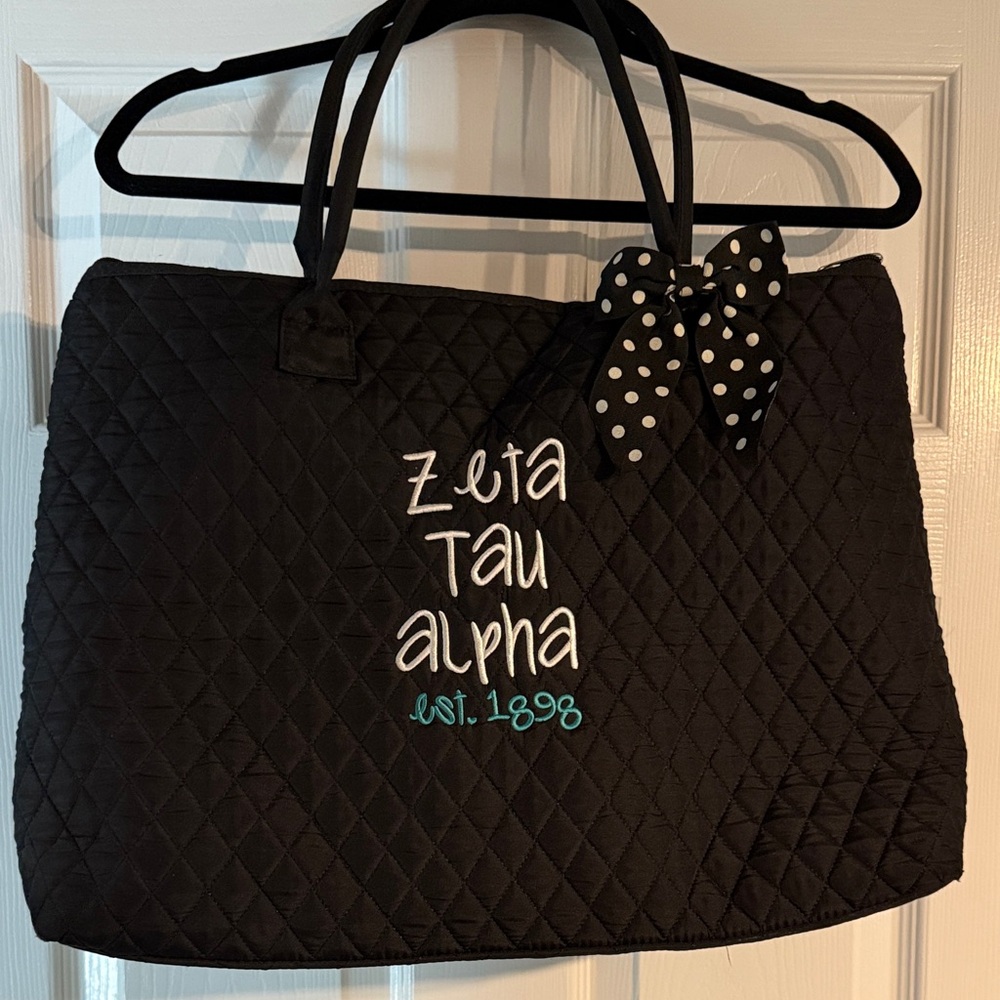Elegant Black Quilted Tote Bag